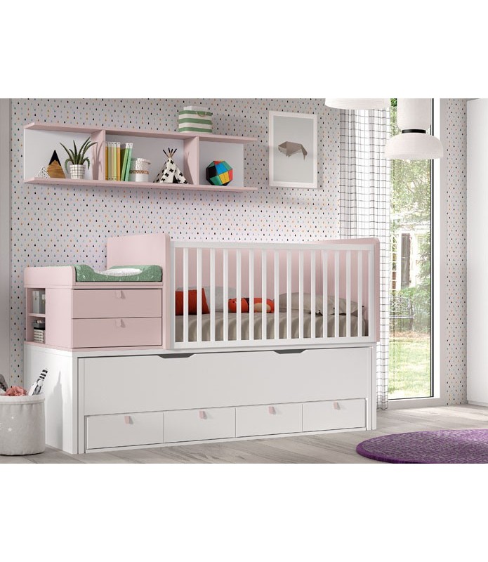 Cuna ruedas moderna para habitación infantil en combinación de colores