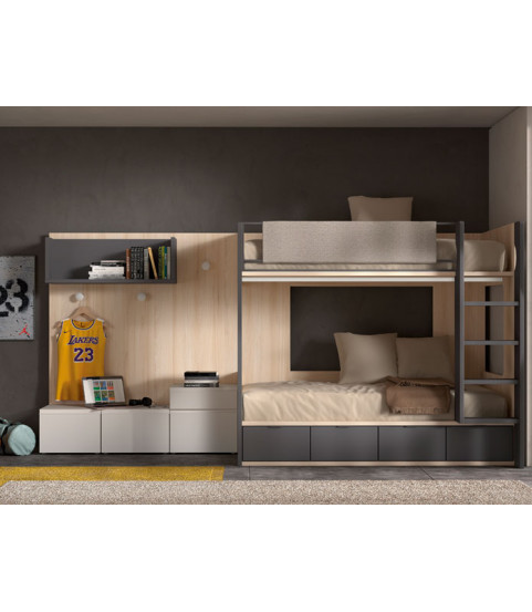 Dormitorio juvenil con litera moderna