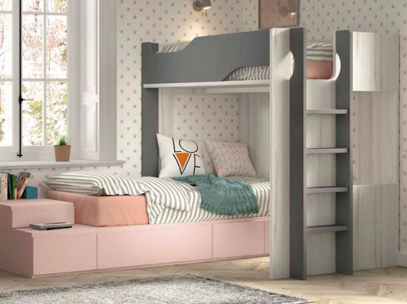 Dormitorio juvenil con litera barata