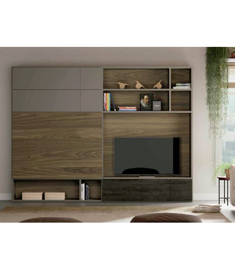 Salón moderno con librería