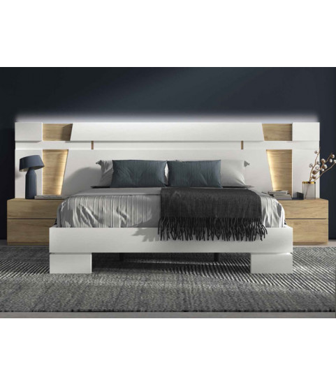dormitorio blanco y roble
