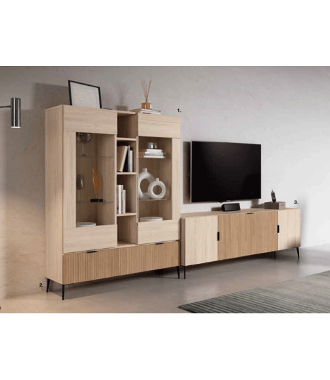 mueble de salon con vitrinas