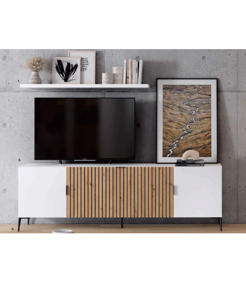 Mueble tv frente con listones