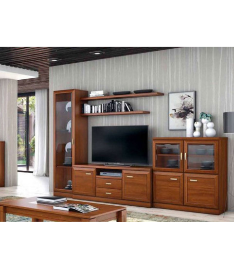 Salón con vitrina de estilo clásico