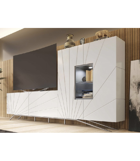 Salón moderno con mueble TV y vajillero