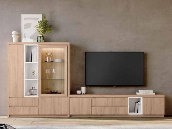 mueble tv con vitrina en Muebles Valencia