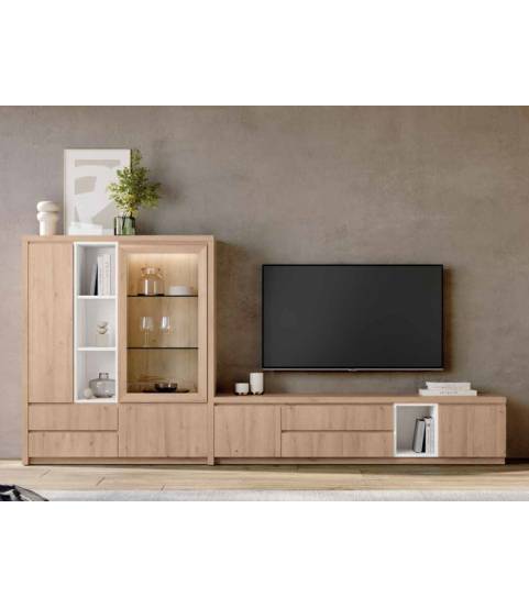 mueble tv con vitrina en Muebles Valencia