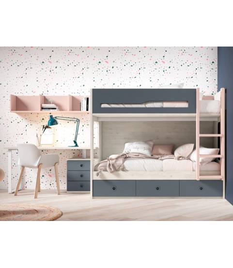 litera dos camas 90x190 con 3 cajones en tienda de Muebles Valencia