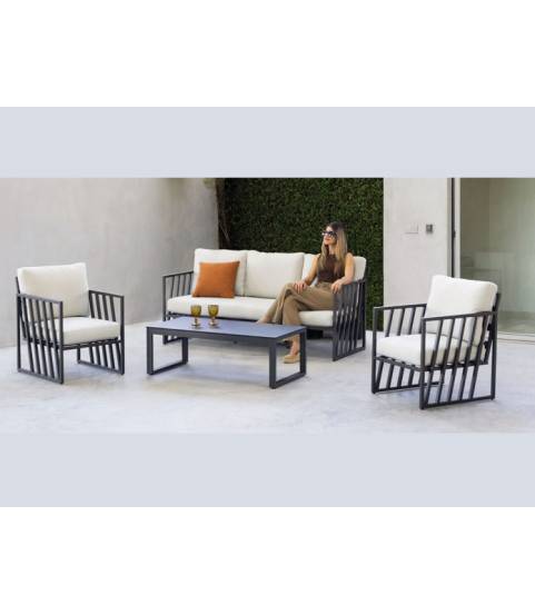 Sofás y mesa jardin aluminio antracita