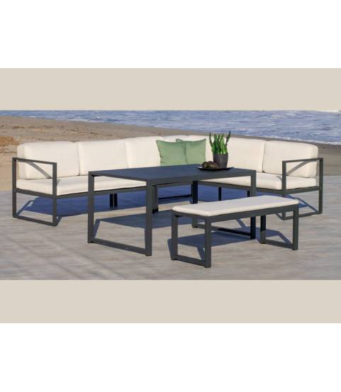 Sofá rinconera para jardin con mesa