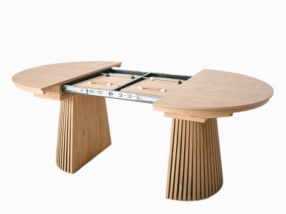 Mesa extensible redonda con pie central