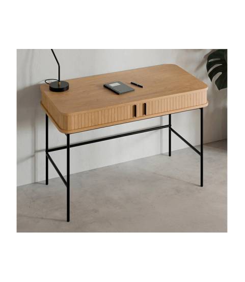 Escritorio madera y metal negro en oferta