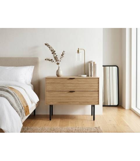 Mesita de noche 60 cm moderna madera y metal