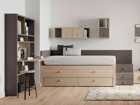 Escritorio con estantería para habitación moderna