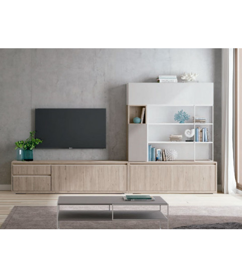 Salón moderno con librería en Madrid - Muebles Valencia