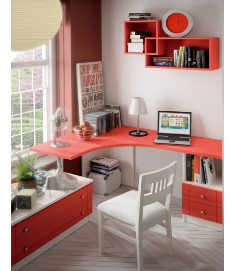 Escritorio madera para dormitorio juvenil rústico - muebles.tienda