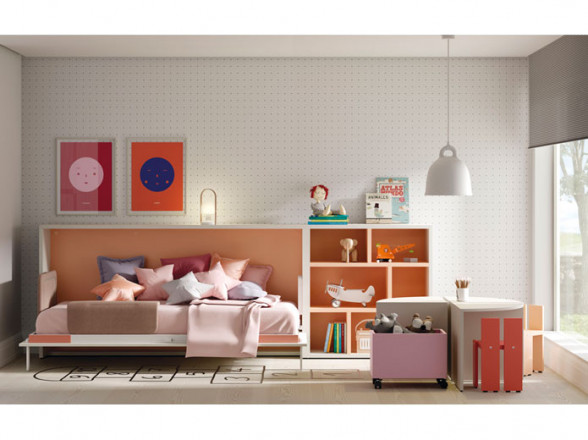 Cama abatible con estantería lateral