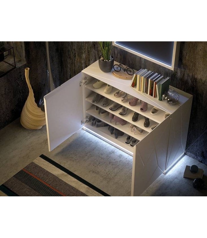Zapatero clásico blanco con 2 puertas - muebles.tienda®