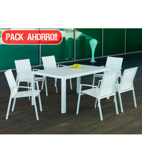 Conjunto de mesa y sillas de aluminio en promoción en Madrid