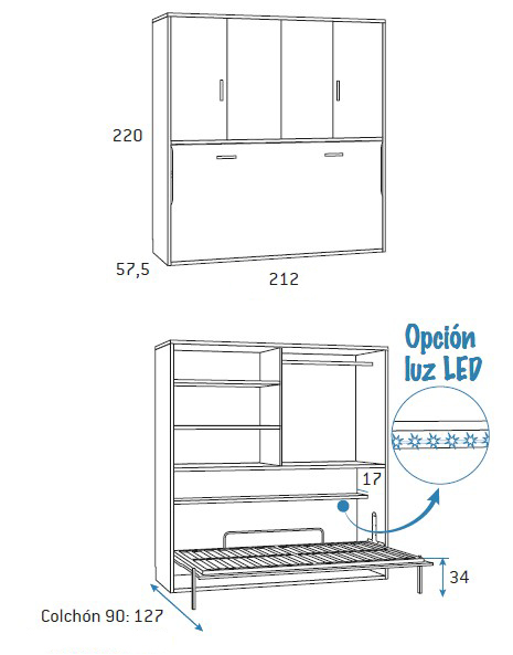 Cama abatible para habitaciones juveniles de Glicerio Chaves
