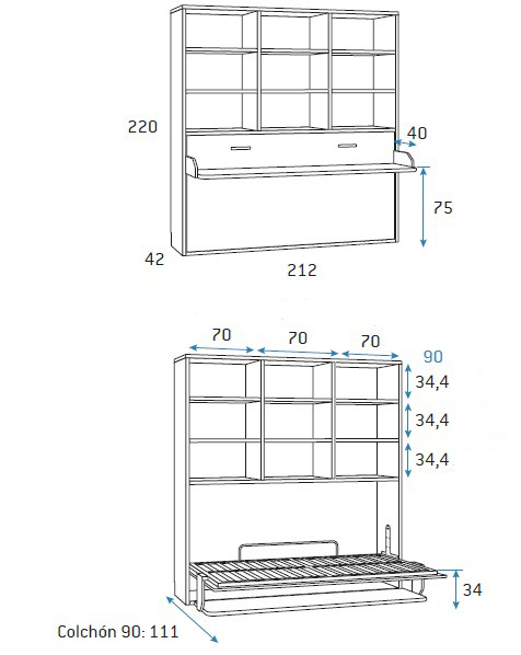 Camas abatibles para habitaciones juveniles de Glicerio Chaves
